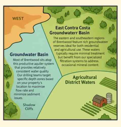 Brentwood geological map showing water sources