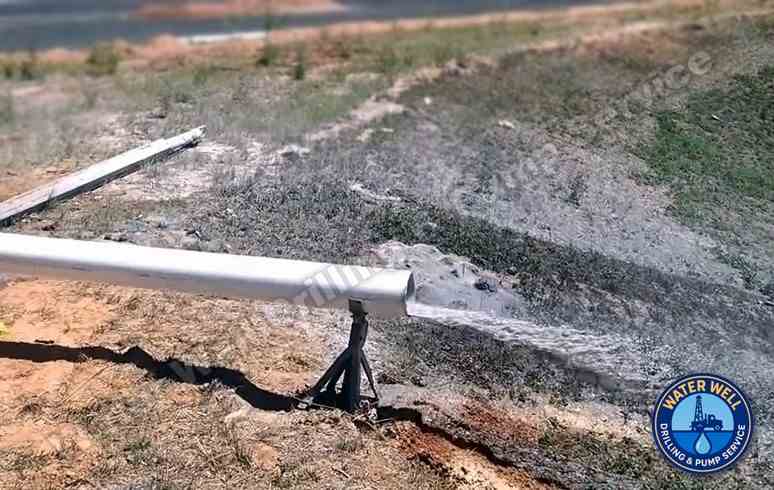 Newly installed water pipe for urban farm irrigation well system in East Oakland